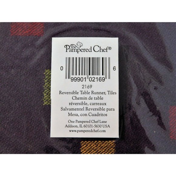 Pampered Chef Tiles Table Runner Reversible Dark Purple 2169 NEW Sealed - Picture 5 of 5